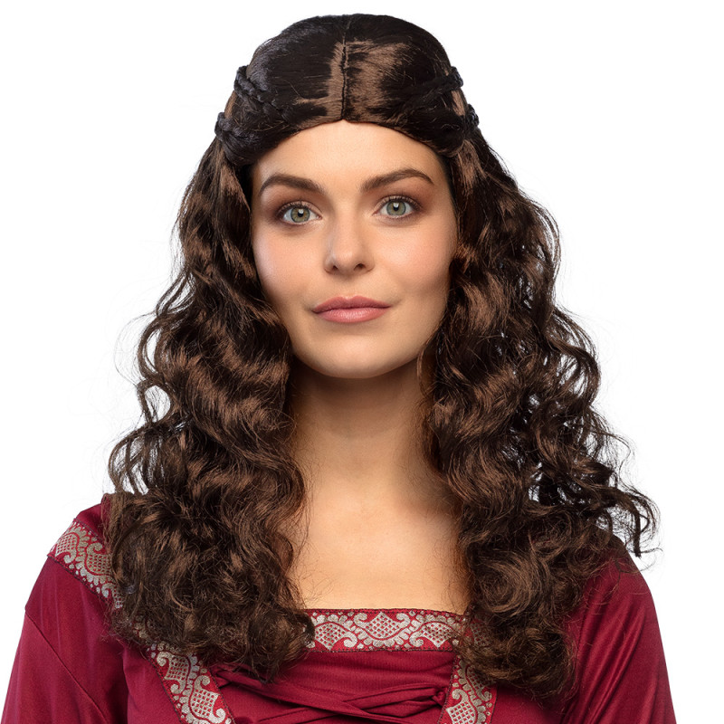 Perruque dame médiévale brune