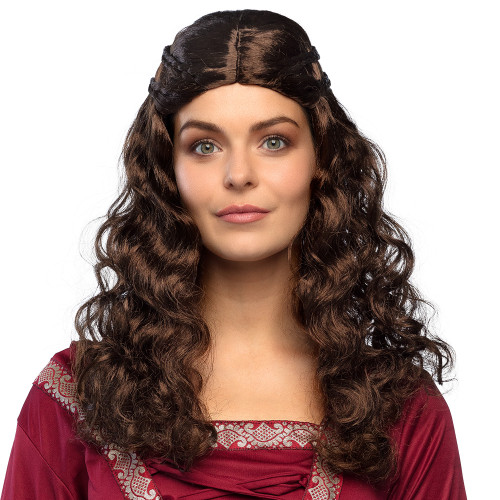Perruque dame médiévale brune