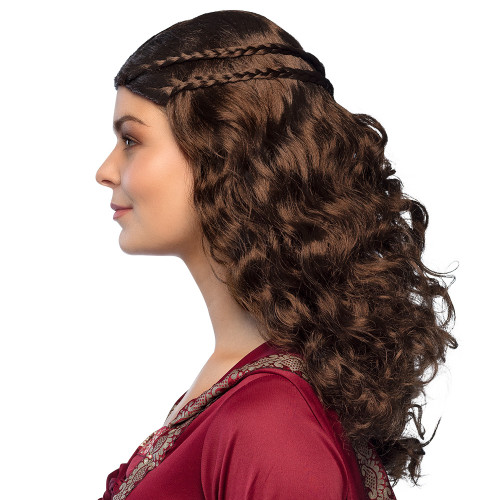 Perruque dame médiévale brune