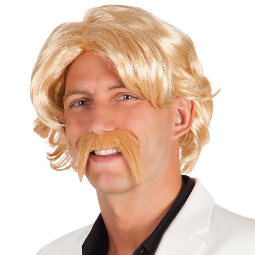 Perruque Guy blonde avec moustache pour homme en vente chez Be Happy
