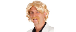 Perruque Guy blonde avec moustache pour homme en vente chez Be Happy