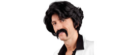 Perruque Guy noire avec moustache pour homme en vente chez Be Happy