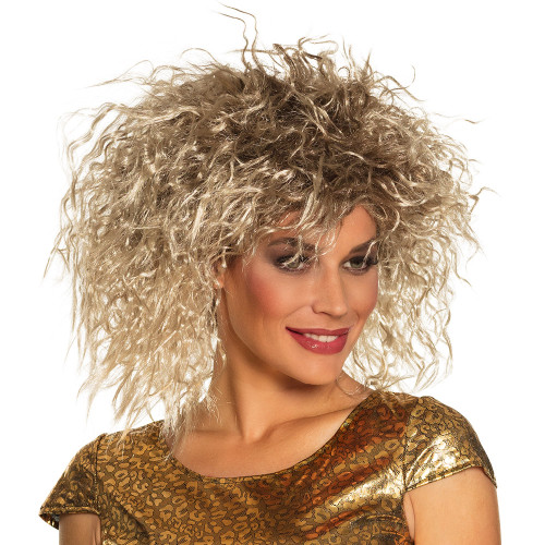 Perruque rock star Tina Turner blonde frisée pour adulte en vente chez Be Happy