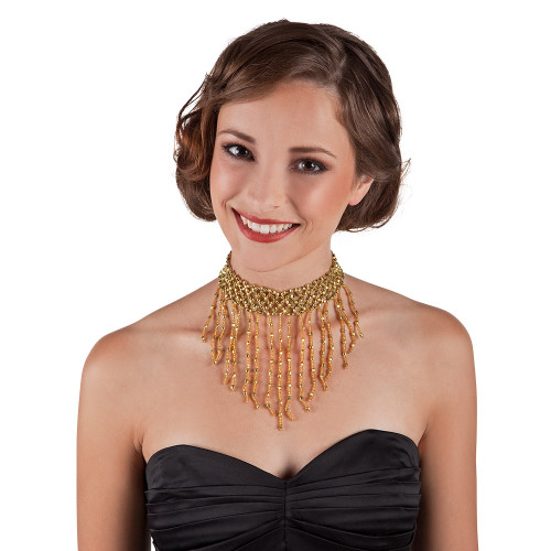 Collier et gants doré cabaret