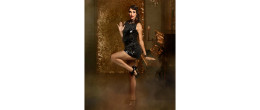 Set collier ras de cou perles et gant perles cabaret 1920 couleur noir, charleston en vente chez Be Happy