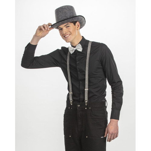 Chapeau haut de forme gris 1900 pour adulte en vente chez Be Happy