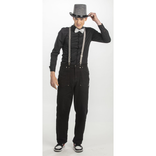 Chapeau haut de forme gris 1900, belle époque pour adulte en vente chez Be Happy