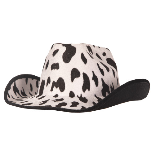 Chapeau de cow-boy adulte Texas peau de vache noir et blanc en vente à Be Happy