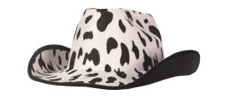 Chapeau de cow-boy adulte Texas peau de vache noir et blanc en vente à Be Happy