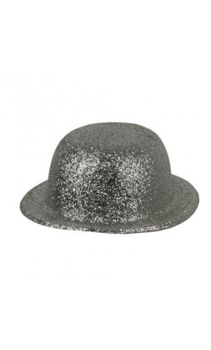 Chapeau Melon argent pailletés