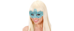 Masque loup vénitien turquoise femme en dentelle en vente chez Be Happy