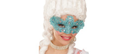 Masque loup vénitien turquoise femme en dentelle en vente chez Be Happy