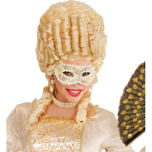 Masque loup marquise de Versailles en dentelle blanc pour femme en vente