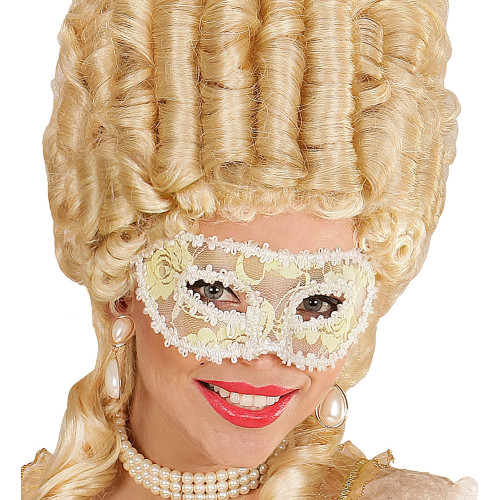 Masque loup marquise de Versailles en dentelle blanc pour femme en vente