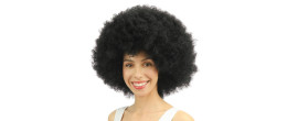 Perruque big afro crépu couleur noir pour disco ou afro américain en vente.