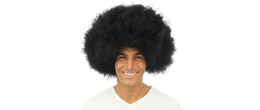 Perruque big afro crépu couleur noir pour disco ou afro américain en vente.