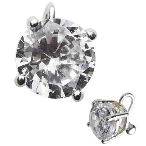 Boucle d'oreille, piercing faux diamant rond pour adulte en vente chez Be Happy