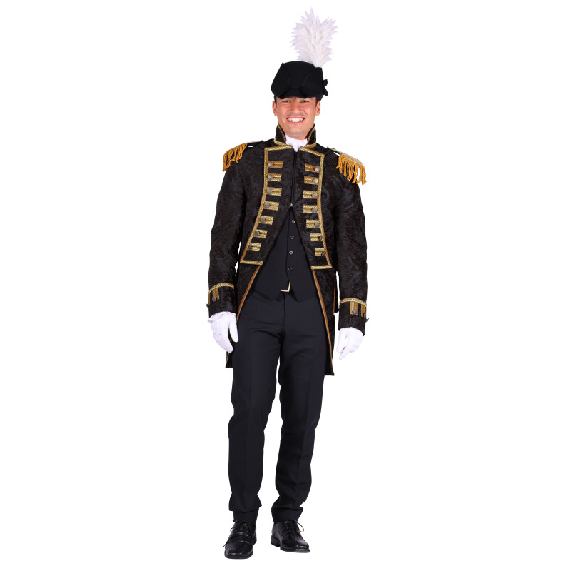Location veste noire brocart second empire napoléon pour homme chez Be Happy