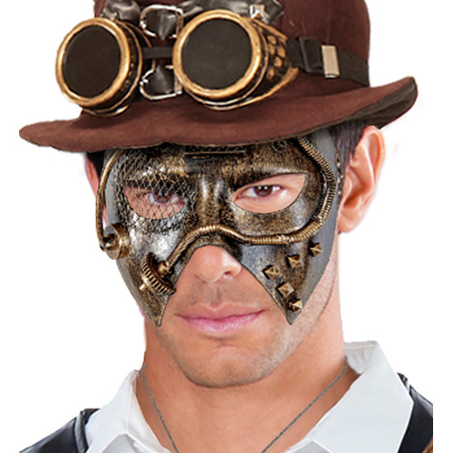 Masque loup visage Steampunk couleur bronze en vente chez Be Happy
