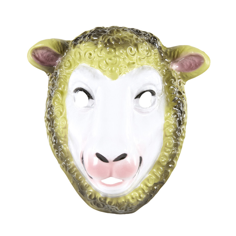 Masque de mouton en plastique pour enfant et adulte.