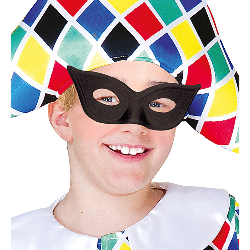 Masque loup visage vénitien pour enfant de couleur noir en vente chez Be Happy