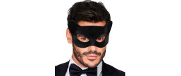 Masque yeux chat noir en tissus velours pour adulte en vente chez Be Happy