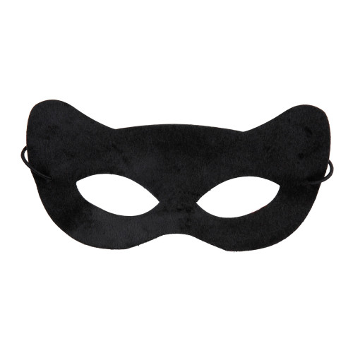 Masque yeux chat noir en tissus velours pour adulte en vente chez Be Happy