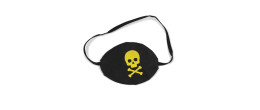 Cache oeil pirate adulte en tissus avec tête de mort doré en vente à Be Happy