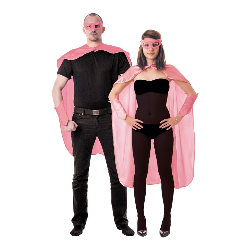 kit super héros adulte cape et masque rose en vente