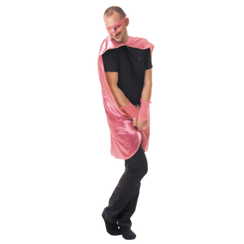 kit super héros adulte cape et masque rose en vente