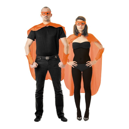 kit super héros adulte cape et masque orange en vente