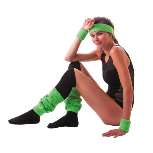 Bandeau et poignets disco vert fluo
