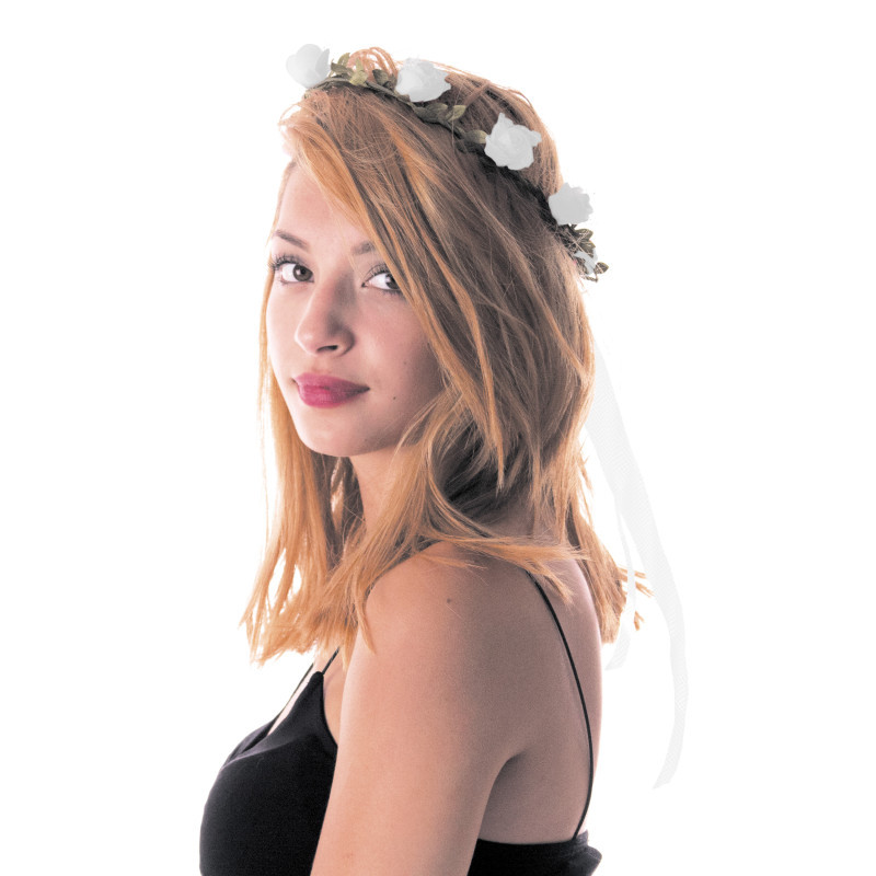 Couronne de fleurs blanche pour adulte en vente chez Be Happy