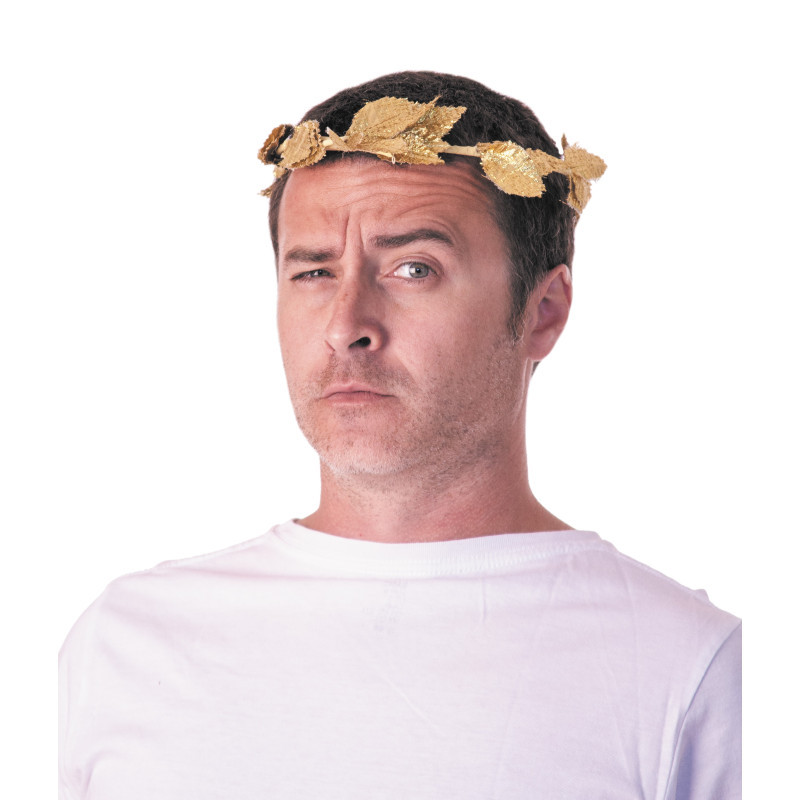 Couronne romaine "Jules César" en feuilles de laurier dorée pour adulte en vente.