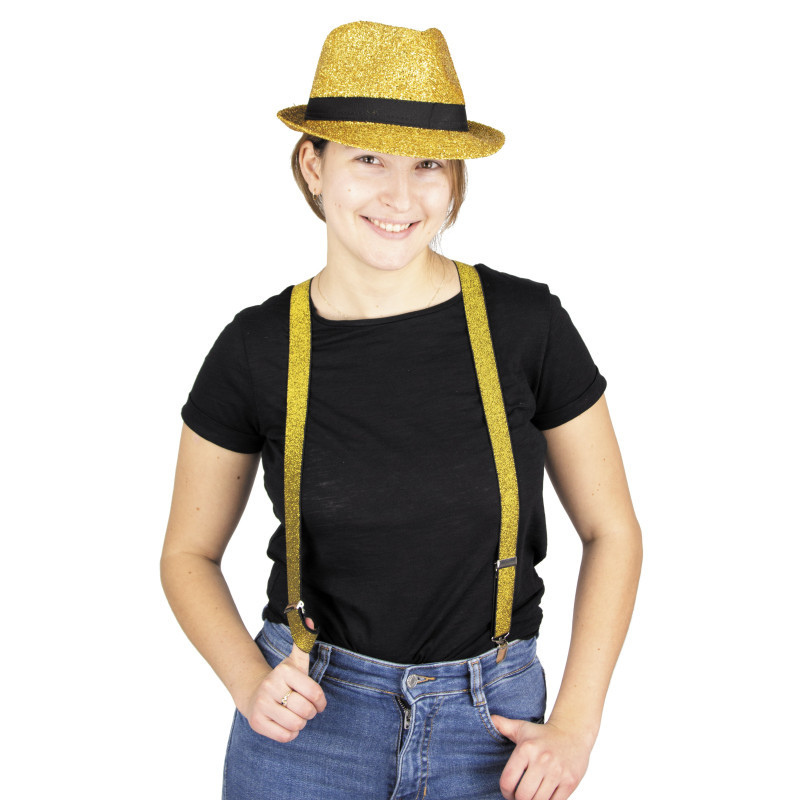 Bretelles disco dorée