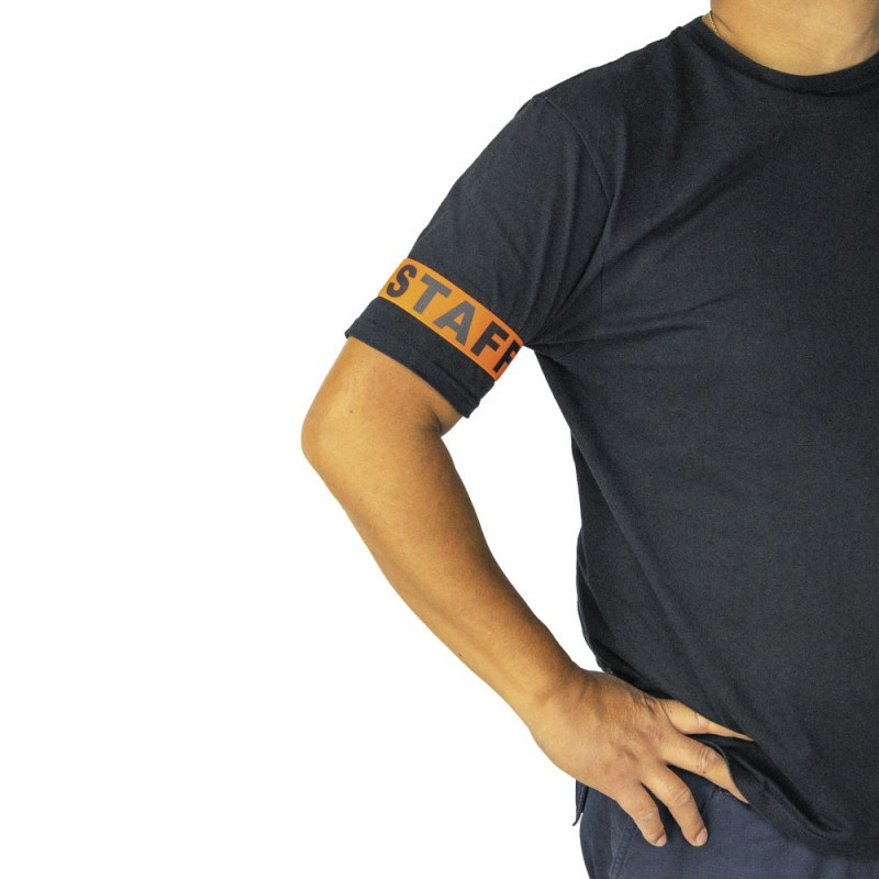 Brassard STAFF couleur orange pour adulte en vente chez Be Happy