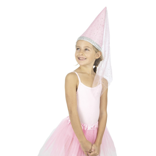Chapeau de fée, princesse rose luxe avec voile pour enfant en vente chez Be Happy
