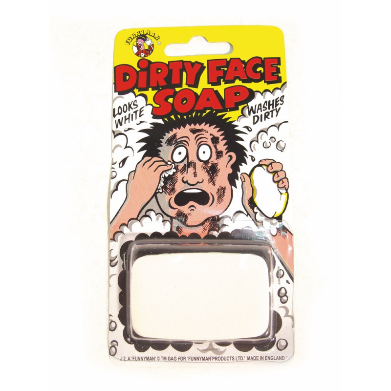 Savon farceur noircissant le visage pour faire une blague en vente chez Be Happy