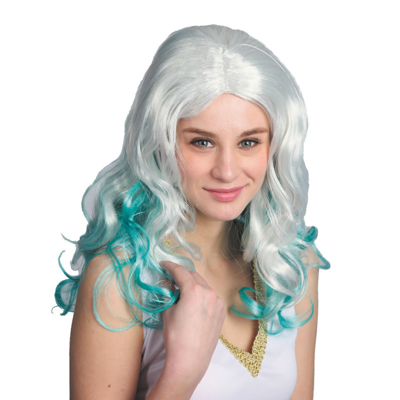 Perruque sirène turquoise adulte
