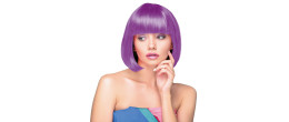 Perruque cabaret carré violette avec frange en vente