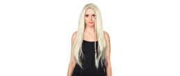 Perruque hippie adulte longue blonde avec tresses et perles en vente