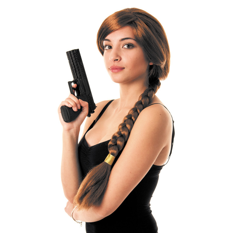 Perruque de Lara Craft aventurière pour adulte en vente à Be Happy