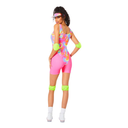 Location déguisement Barbie roller pour adulte, combi short rose chez Be Happy