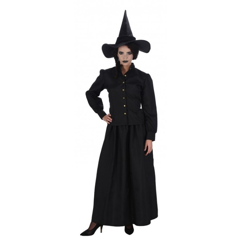 Vente robe sorcière élégante luxe noire avec chapeau chez Be Happy