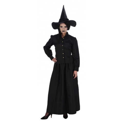 Vente robe sorcière élégante luxe noire avec chapeau chez Be Happy