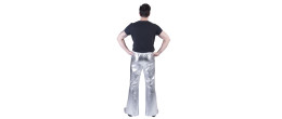 Location pantalon disco argentée année 80 pour adulte chez Be Happy