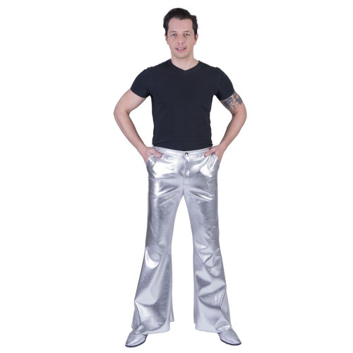 Location pantalon disco argentée année 80 pour adulte chez Be Happy