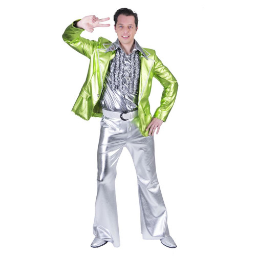 Location pantalon disco argentée année 80 pour adulte chez Be Happy