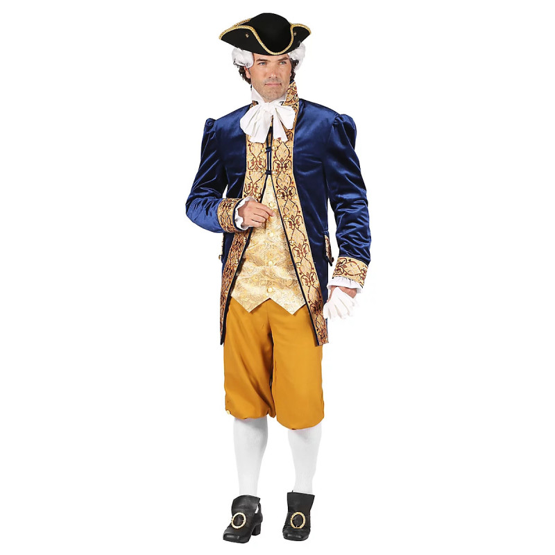 Location costume époque Versailles homme louis 16 luxe bleu et doré chez Be Happy