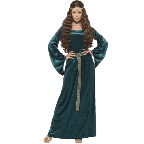 Location robe médiévale verte Isabeau en velours pour adulte chez Be Happy